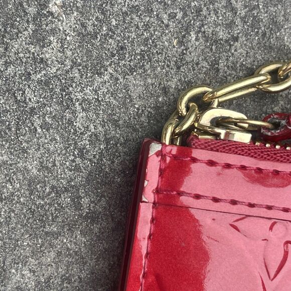 Louis Vuitton Red Vernis Pochette Key Cles Card Case Coin Purse - Picture 5 of 12